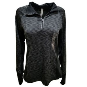 Ideology Space-Dyed Half-Zip Pullover Sweater Black